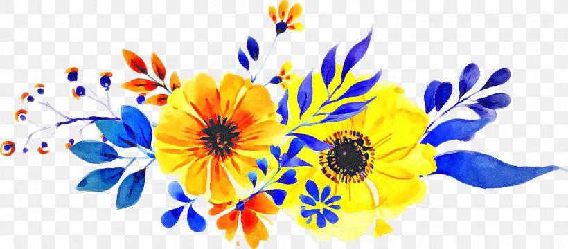 Blue Watercolor Flowers, PNG, 1463x644px, Common Daisy, Blue, Cut Flowers, English Marigold, Floral Design Download Free