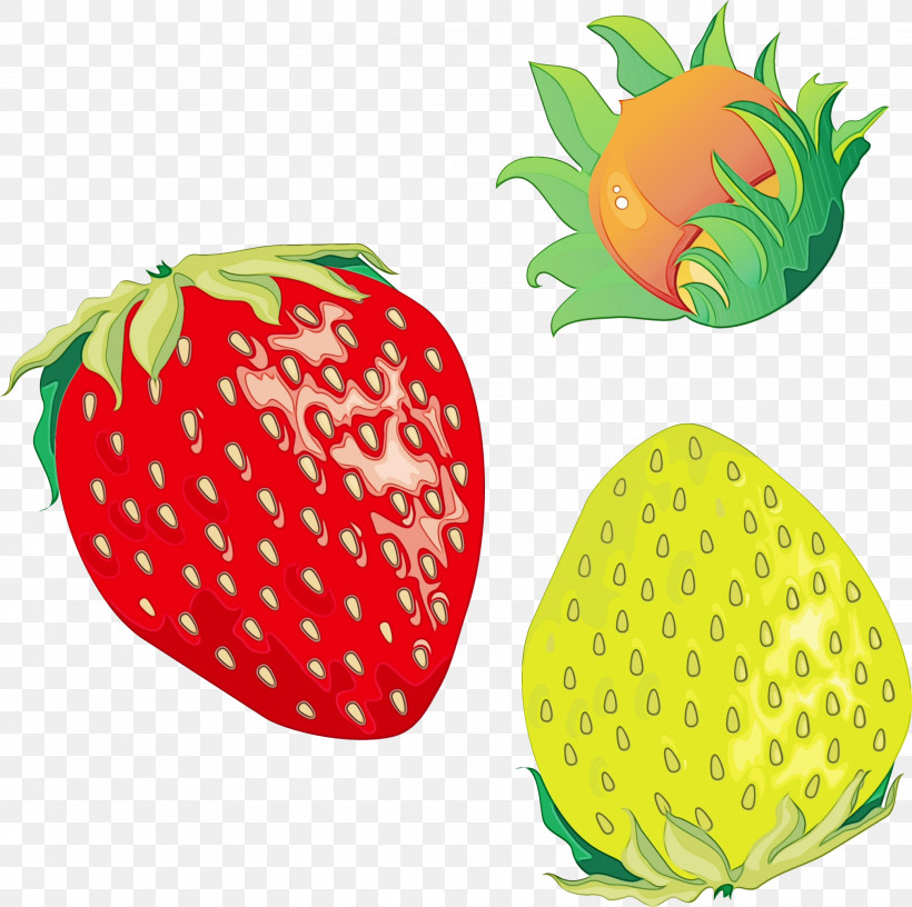 Strawberry, PNG, 2078x2068px, Watercolor, Food, Fruit, Paint, Pineapple Download Free