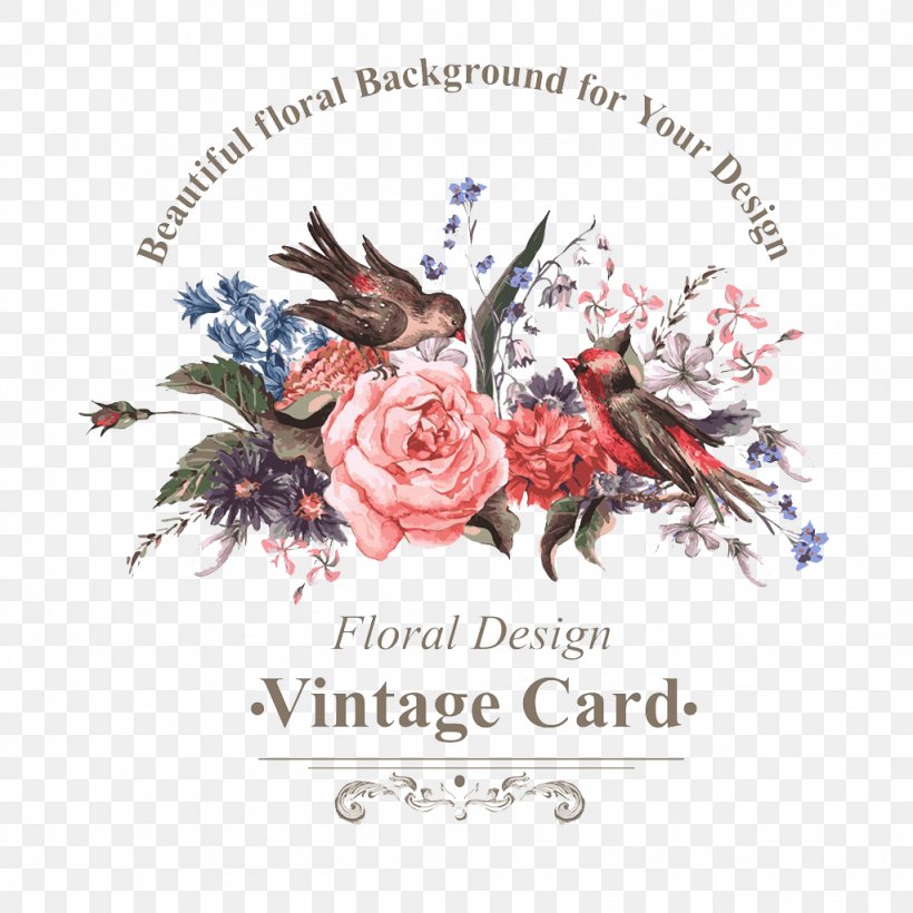 Bird Flower Greeting Card Illustration, PNG, 1024x1024px, Bird, Cardmaking, Cut Flowers, Flora, Floral Design Download Free