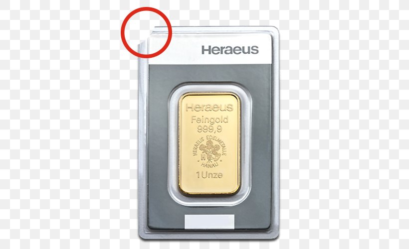 Gold Bar Heraeus Kinebar Ounce, PNG, 500x500px, Gold Bar, Bullion, Feinunze, Gold, Gold As An Investment Download Free