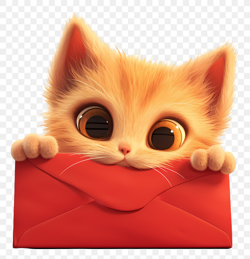Adorable Kitten Peeking From Envelope PNG
