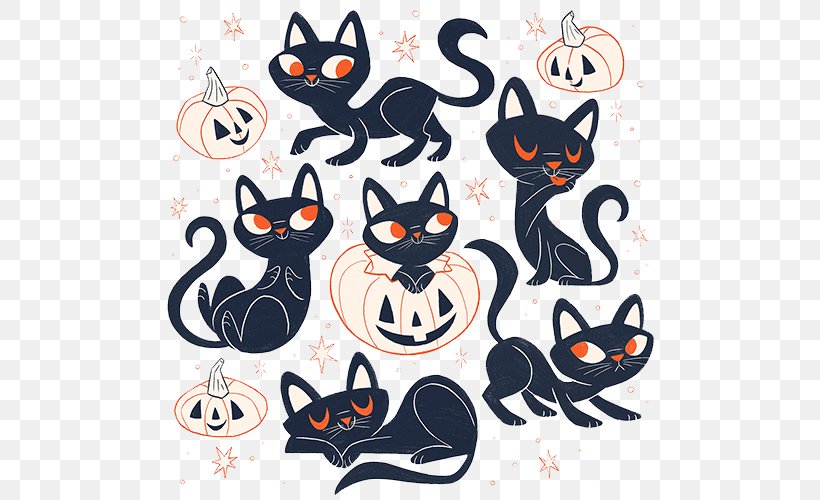 Black Cat Kitten Drawing Illustration, PNG, 505x500px, Cat, Art, Behance, Black Cat, Carnivoran Download Free