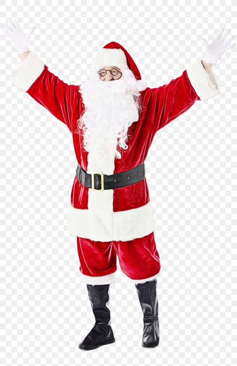 Santa Claus, PNG, 1035x1600px, Watercolor, Christmas, Costume, Gesture, Paint Download Free