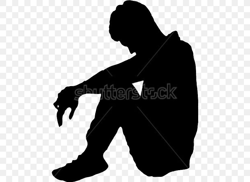 Silhouette Sadness Depression, PNG, 480x600px, Silhouette, Black And White, Depression, Hand, Joint Download Free