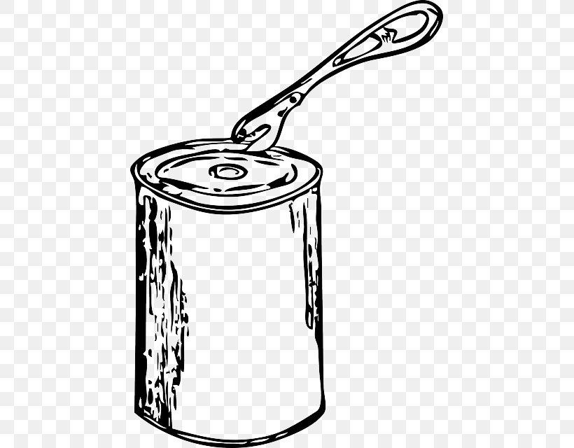 Tin Can Clip Art, PNG, 447x640px, Tin Can, Art, Artwork, Black And White, Cookware And Bakeware Download Free