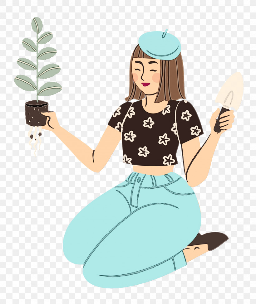 Cartoon, PNG, 2101x2500px, Planting, Cartoon, Garden, Lady, Paint Download Free