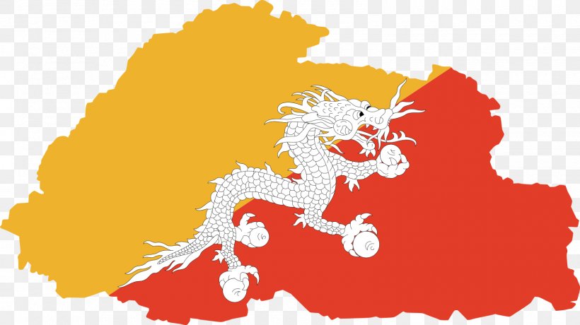 Flag Of Bhutan Map National Flag, PNG, 1600x898px, Bhutan, Art, Blank Map, Carnivoran, Fictional Character Download Free