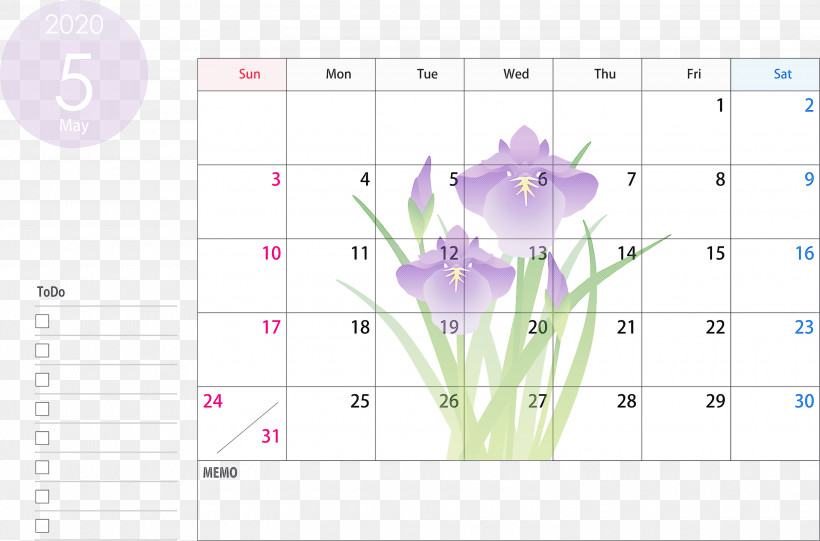 May 2020 Calendar May Calendar 2020 Calendar, PNG, 3000x1982px, 2020 Calendar, May 2020 Calendar, Diagram, Flower, Lavender Download Free