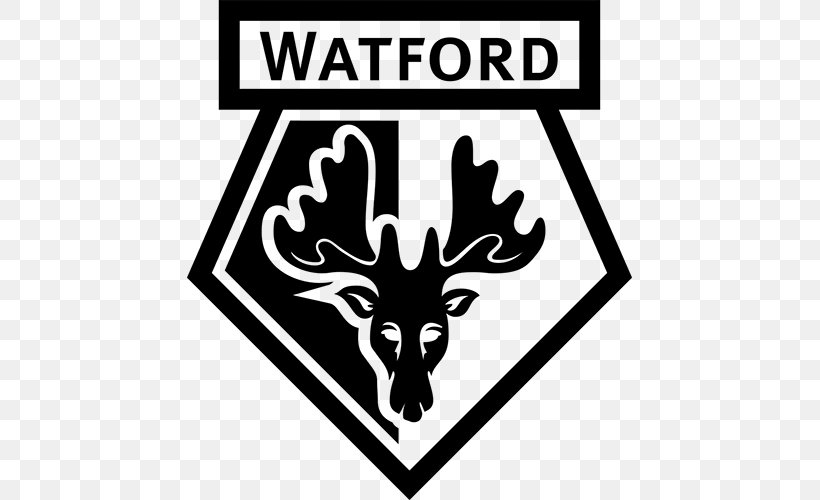 Watford F.C. Manchester United F.C. 2017–18 Premier League Sport, PNG, 500x500px, Watford Fc, Antler, Artwork, Black, Black And White Download Free