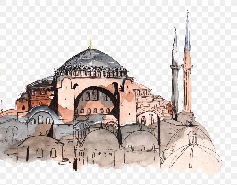 Building Watercolor Painting Art, PNG, 4536x3553px, Building, Arch, Architecture, Art, Byzantine Architecture Download Free