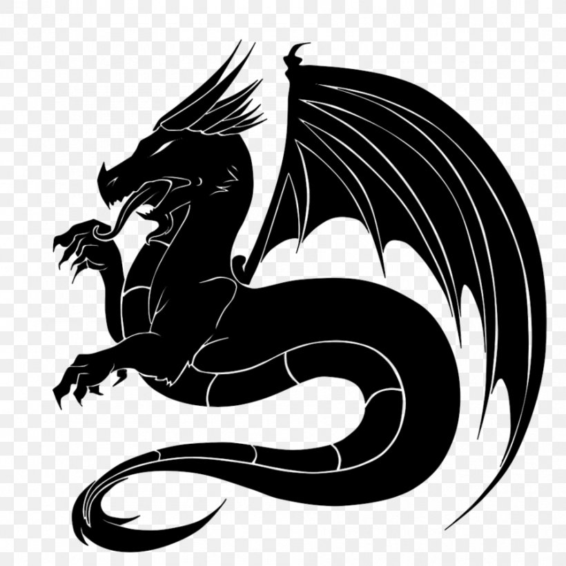 Dragon Black Carnivora Silhouette, PNG, 894x894px, Dragon, Art, Black, Black And White, Black M Download Free