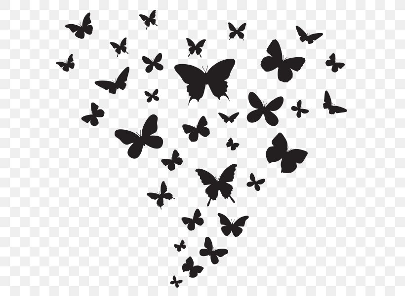 Wall Decal Sticker Polyvinyl Chloride, PNG, 600x600px, Wall Decal, Black And White, Bumper Sticker, Butterfly, Decal Download Free