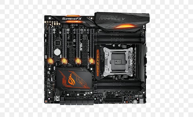 Motherboard Computer Cases & Housings Computer Hardware ASUS ROG Rampage V Edition 10, PNG, 500x500px, Motherboard, Asus, Asus Rog Rampage V Edition 10, Central Processing Unit, Computer Accessory Download Free
