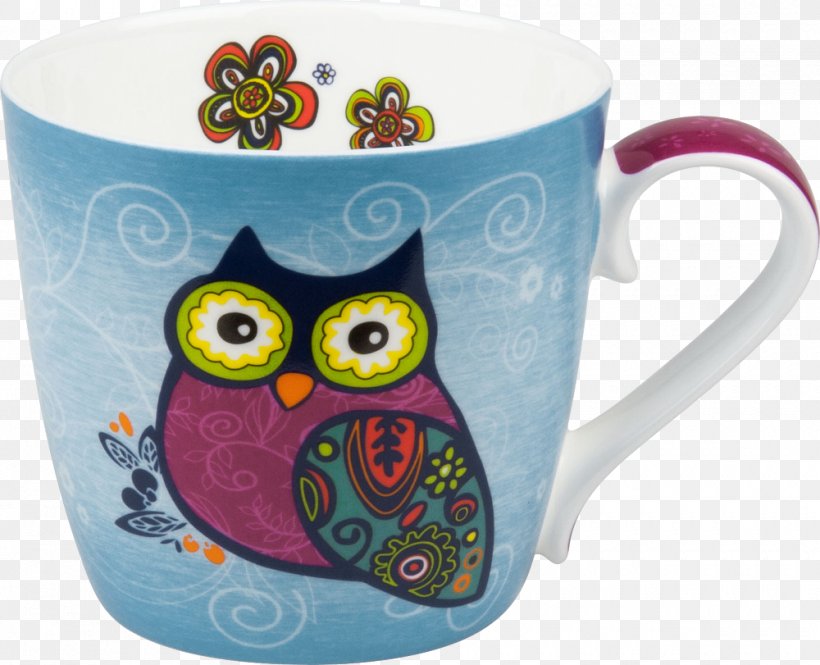 Owl Coffee Cup Mug Könitz Porzellan Ceramic, PNG, 1000x811px, Owl, Bird Of Prey, Blue, Bone China, Ceramic Download Free