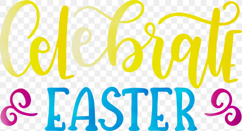 Text Font Yellow Line, PNG, 3000x1632px, Happy Easter, Line, Paint, Text, Watercolor Download Free