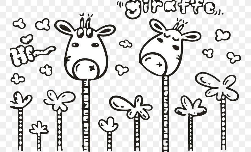 Northern Giraffe Cartoon, PNG, 754x497px, Watercolor, Cartoon, Flower, Frame, Heart Download Free