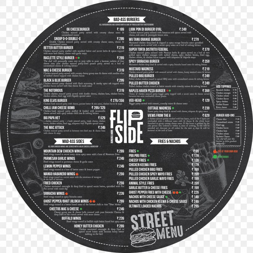 Flipside Burgers & More Restaurant Take-out Menu Zomato, PNG, 1800x1800px, Restaurant, Borivali, Brand, Drink, Meal Download Free