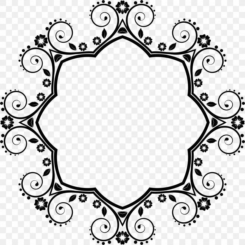 Flower Picture Frames Clip Art, PNG, 2342x2342px, Flower, Area, Art, Black, Black And White Download Free