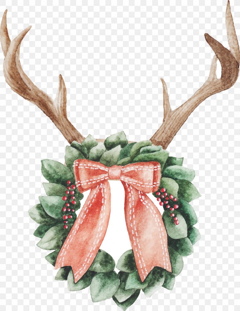 Christmas Day Watercolor Painting Christmas Ornament Reindeer Christmas Lights, PNG, 2358x3051px, Christmas Day, Antler, Christmas Decoration, Christmas Lights, Christmas Ornament Download Free