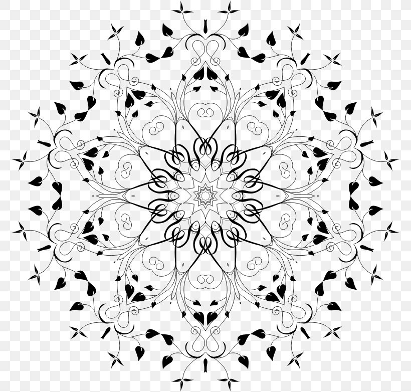Floral Design White Symmetry Pattern, PNG, 774x782px, Floral Design, Area, Black, Black And White, Flora Download Free