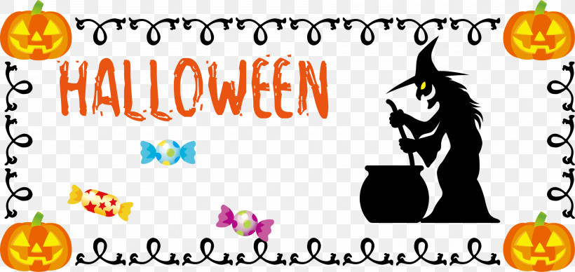Happy Halloween Halloween, PNG, 3000x1422px, Happy Halloween, Cartoon, Flower, Halloween, Happiness Download Free