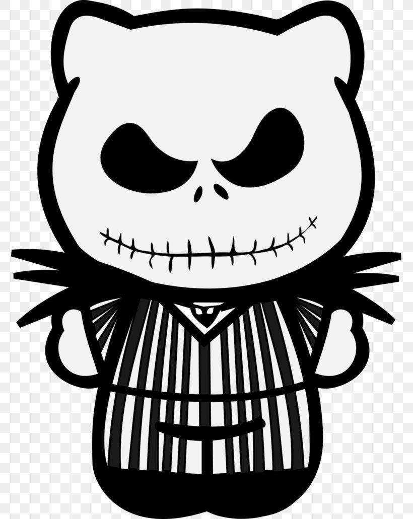 Jack Skellington Santa Claus Hello Kitty The Nightmare Before Christmas: The Pumpkin King Image, PNG, 775x1031px, Jack Skellington, Art, Blackandwhite, Bone, Cartoon Download Free