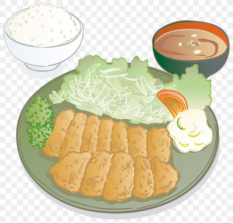 Breakfast Tonkatsu Japanese Cuisine Miso Soup Vegetarian Cuisine, PNG, 1875x1792px, Breakfast, Bowl, Cooked Rice, Cuisine, Dish Download Free