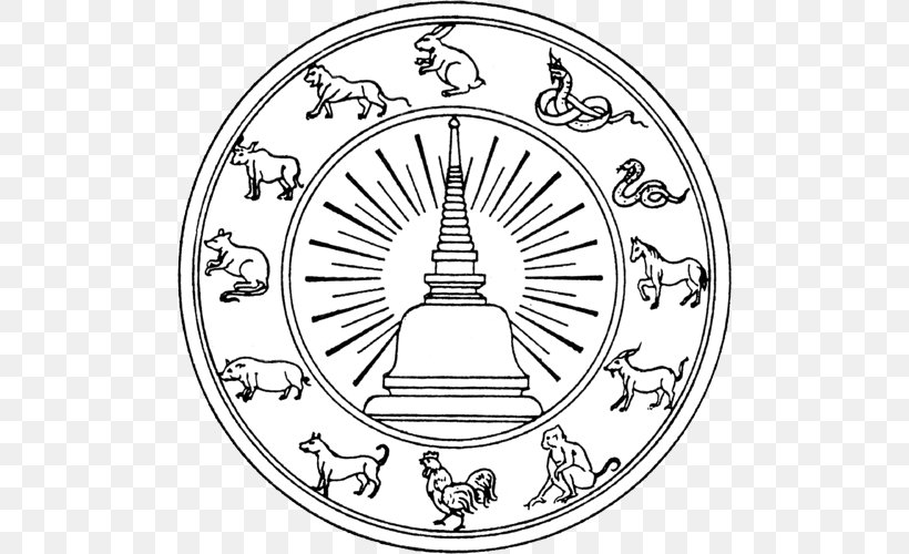 Wat Phra Mahathat Seals Of The Provinces Of Thailand Nakhon Si Thammarat Kingdom Chinese Zodiac, PNG, 500x500px, Provinces Of Thailand, Area, Black And White, Buddhist Temple, Chedi Download Free