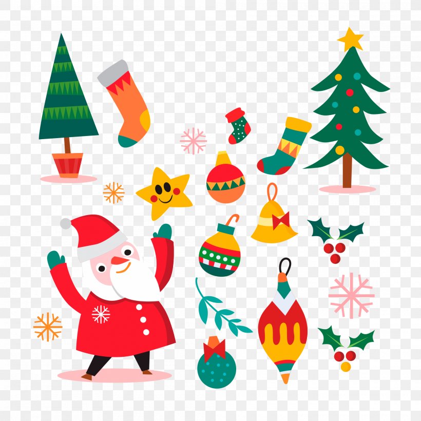 Santa Claus Christmas Day Christmas Tree Vector Graphics, PNG, 2000x2000px, Santa Claus, Area, Art, Artwork, Cartoon Download Free