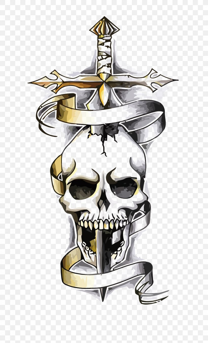 Snake Dragon Human Skull Symbolism Tattoo Drawing, PNG, 911x1500px, Skull, Art, Bone, Dagger, Drawing Download Free