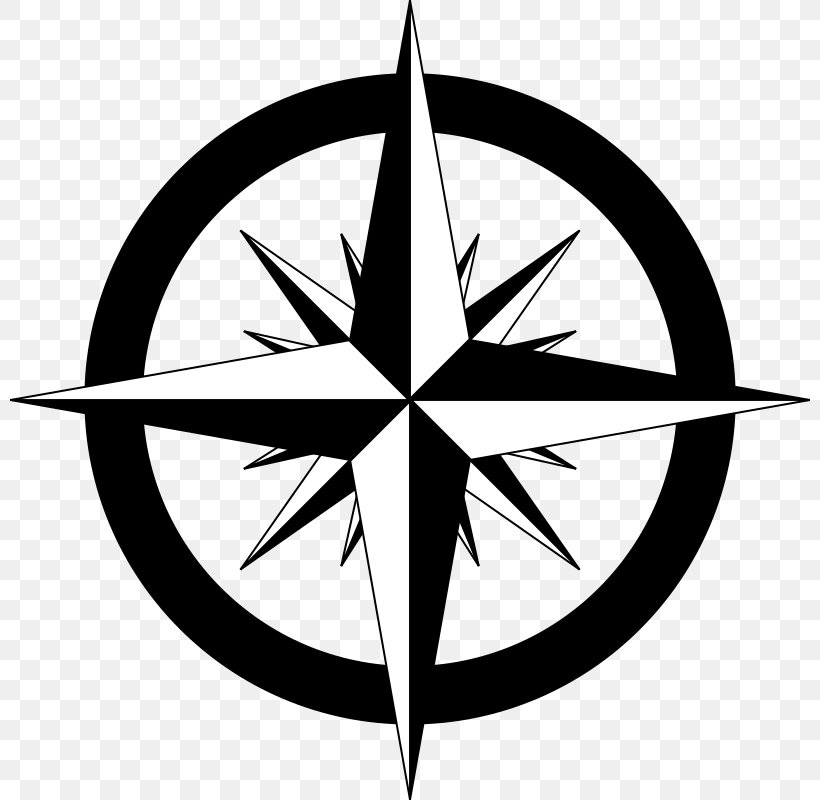 North Compass Rose Clip Art, PNG, 800x800px, North, Artwork, Black And White, Cardinal Direction, Compass Download Free