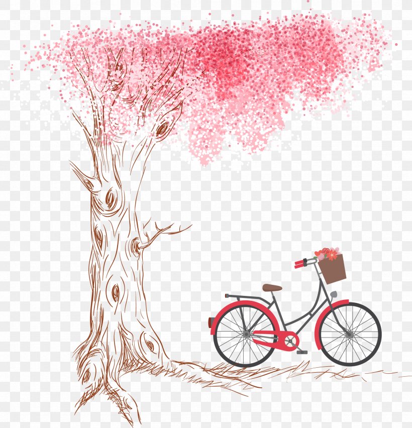 Euclidean Vector Illustration, PNG, 1741x1811px, Drawing, Art, Bicycle Seat, Branch, Floral Design Download Free