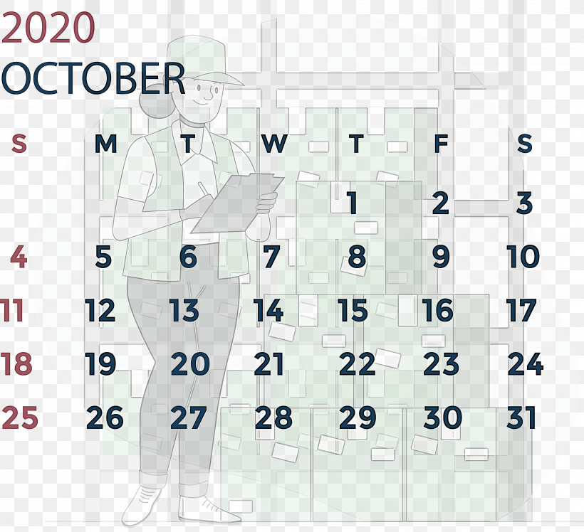 October 2020 Calendar October 2020 Printable Calendar, PNG, 3000x2740px, October 2020 Calendar, Angle, Area, Furniture, Line Download Free