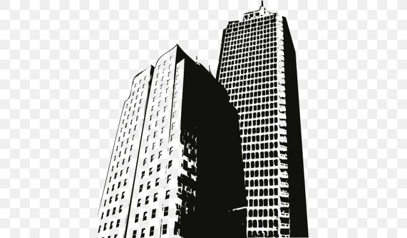 Skyscraper Tower Facade Commercial Building, PNG, 600x480px, Skyscraper, Black And White, Building, Commercial Building, Commercial Property Download Free