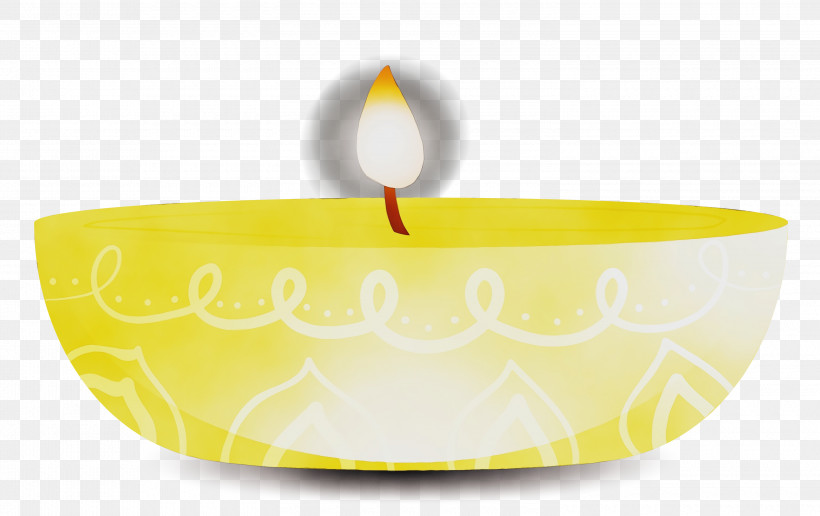 Yellow Lighting Tableware, PNG, 3000x1889px, Diwali, Lighting, Paint, Tableware, Watercolor Download Free