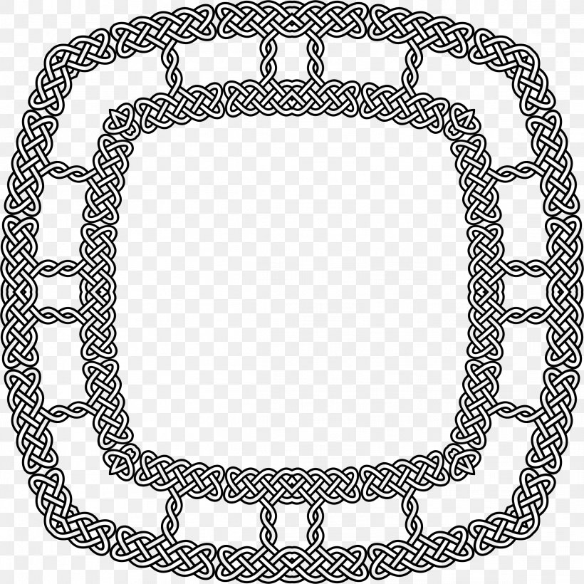 Borders And Frames Picture Frames Celtic Knot, PNG, 2326x2326px, Borders And Frames, Art, Black And White, Celtic Knot, Chain Download Free