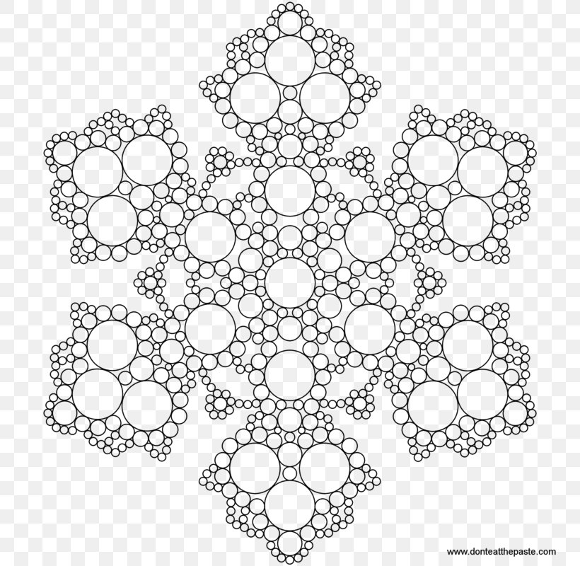 Koch Snowflake Coloring Book Mandala, PNG, 800x800px, Snowflake, Adult, Area, Auto Part, Black And White Download Free