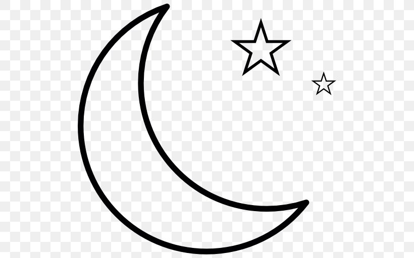 Moon And Stars, PNG, 512x512px, Shape, Area, Black, Black And White, Color Download Free