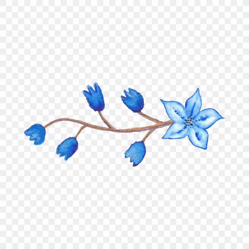 Blue Illustration, PNG, 4167x4167px, Blue, Blue Flower, Body Jewelry, Branch, Color Download Free