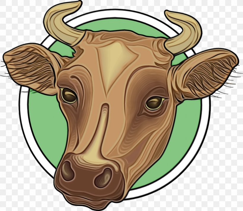 Bovine Head Cartoon Horn Snout, PNG, 828x720px, Watercolor, Bovine, Cartoon, Cowgoat Family, Head Download Free