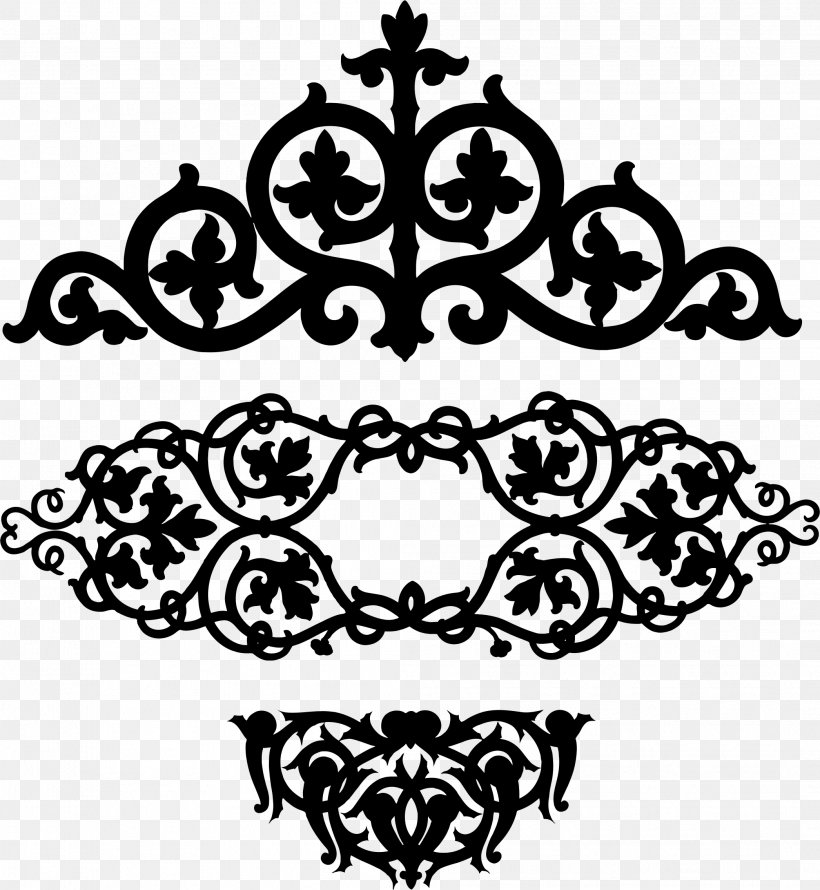 Motif Ornament Clip Art, PNG, 2092x2272px, Motif, Art, Black, Black And White, Flower Download Free