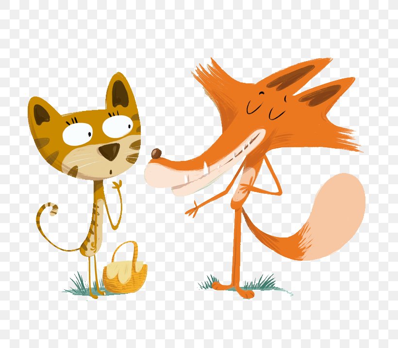 The Fox And The Cat Red Fox Illustration, PNG, 794x718px, Cat, Art, Carnivoran, Cartoon, Cat Like Mammal Download Free