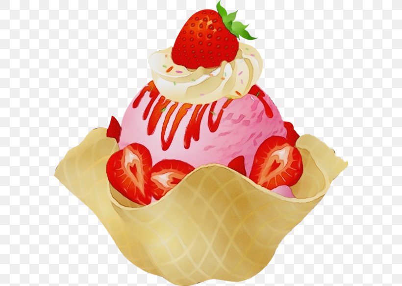 Strawberry, PNG, 600x585px, Watercolor, Cream, Cuisine, Dessert, Dish Download Free