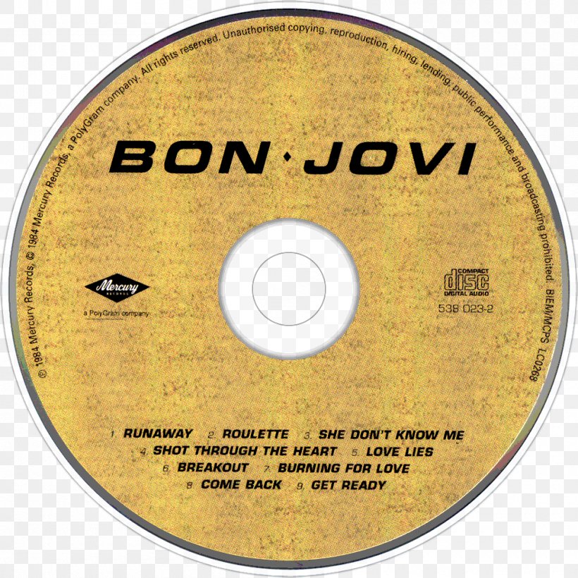 Compact Disc 100,000,000 Bon Jovi Fans Can't Be Wrong Slippery When Wet Burning Bridges, PNG, 1000x1000px, Watercolor, Cartoon, Flower, Frame, Heart Download Free