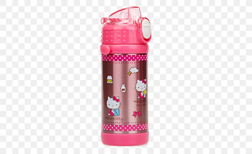 Water Bottle Cartoon Stainless Steel, PNG, 500x500px, Water Bottle, Bottle, Cartoon, Drinkware, Pink Download Free