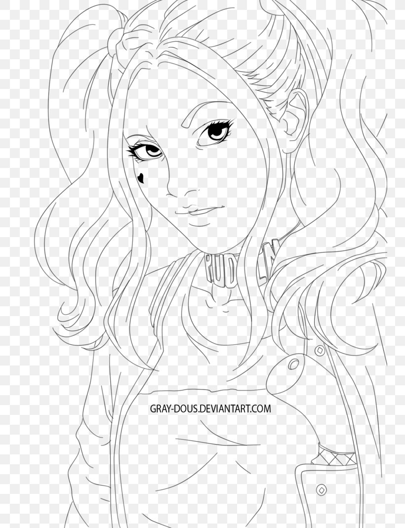 Harley Quinn Line Art Drawing Sketch, PNG, 748x1069px, Watercolor, Cartoon, Flower, Frame, Heart Download Free