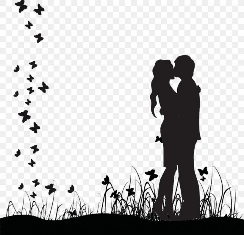 Kiss Silhouette Couple, PNG, 900x867px, Kiss, Black And White, Couple, Friendship, Happiness Download Free