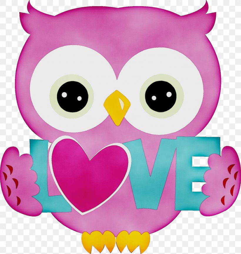 Owl Pink Clip Art Cartoon Purple, PNG, 1484x1564px, Watercolor, Bird Of Prey, Cartoon, Heart, Love Download Free