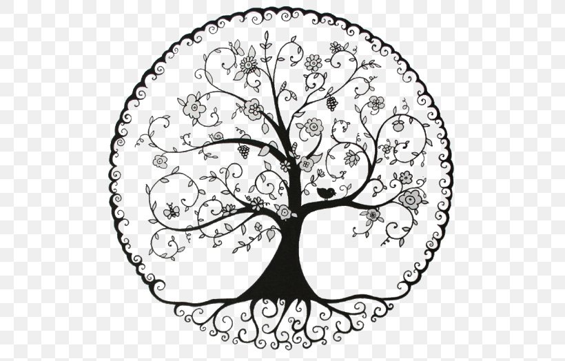 Tree Of Life Pine Drawing Symbol, PNG, 530x524px, Tree, Area, Black And White, Branch, Drawing Download Free
