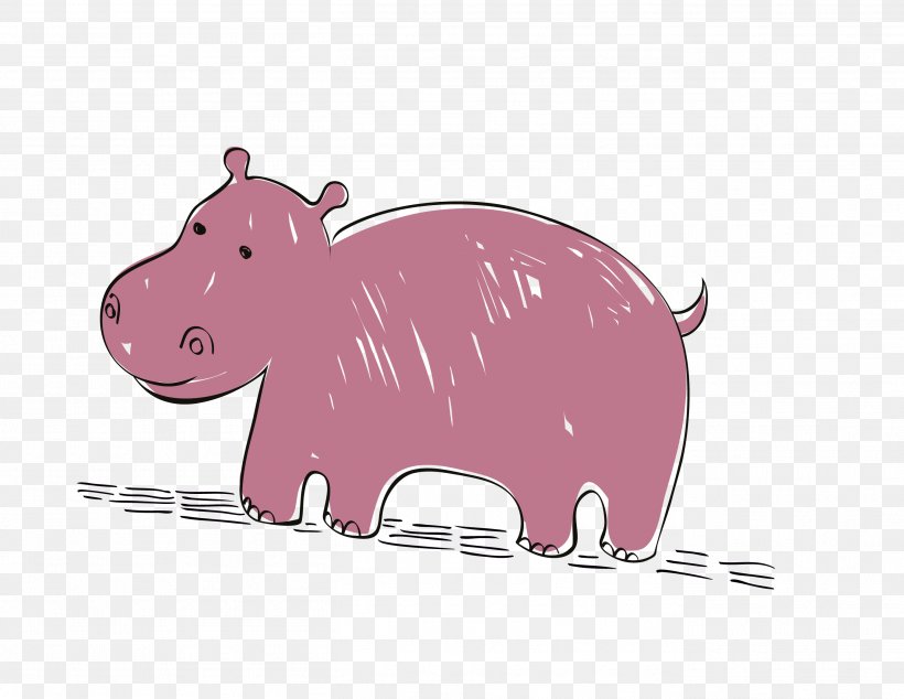 Cartoon Domestic Pig Hippopotamus, PNG, 2717x2103px, Cartoon, Animation, Cattle Like Mammal, Domestic Pig, Drawing Download Free